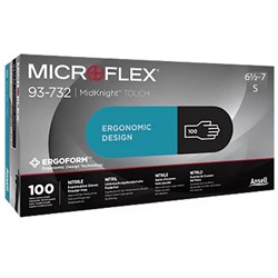 MICROFLEX MidKnight TOUCH Black Nitrile Gloves S 100 bx