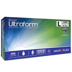 MICROFLEX Ultraform  Blue Nitrile Gloves Large Box 300