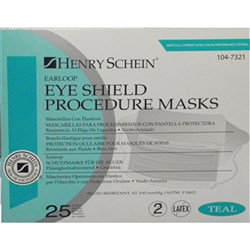 Henry Schein Earloop Mask Procedure EyeShield Teal box25