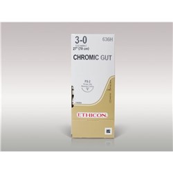 Ethicon Suture Chromic Gut FS2 3/8 Rev Cut 3/0 70cm box36