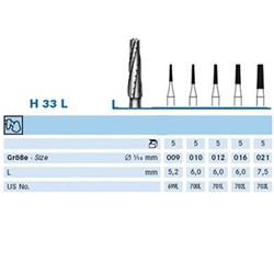 T-Carbide Bur HP #H33-010 Tapered Cross-Cut US#700 Pkt 5