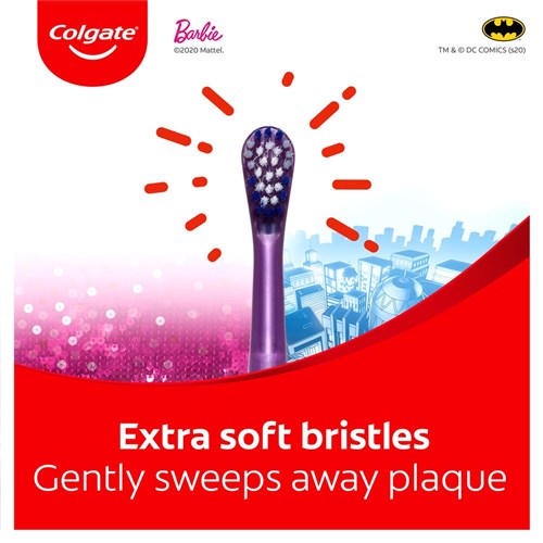Colgate Batman & Barbie Extra Soft Battery Toothbrush Pkt 6