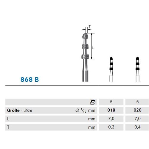 Dia Bur FG #868BP-018 Tapered Depth Marker & Guide-Pin pkt 5