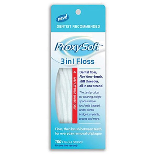 ProxySoft 3 in 1 Floss pkt 100 pre-cut strands