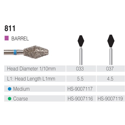 HENRY SCHEIN Maxima Diamond Bur FG 811033M Med-grit pkt 5