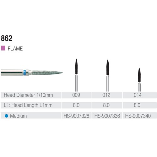 HENRY SCHEIN Maxima Diamond Bur FG 862012M Med-grit pkt 5