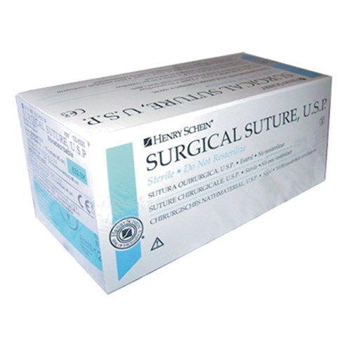 Henry Schein Silk Suture Blk 1/2 Circ 3-0 C-43 45cm pkt 12