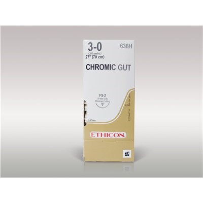 Ethicon Suture Chromic Gut FS2 3/8 Rev Cut 3/0 70cm box36