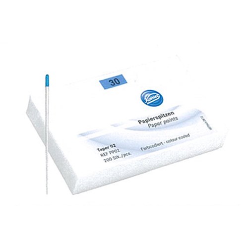 Paper Points Size 030 28mm Taper 02 Blue Pkt200