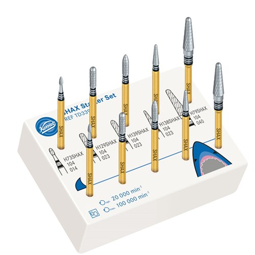 Full SHAX TD3396 Lab Bur Set of 10 Tungsten-Carbide Burs