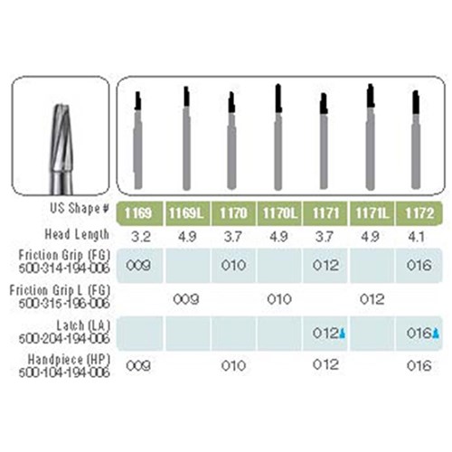 JET BUR REG TAPER DOME LONG FG 1169L-5