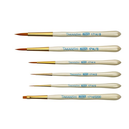 TAKANISHI Brushes Sizes 1-0 2 4 6 8 Pack of 6