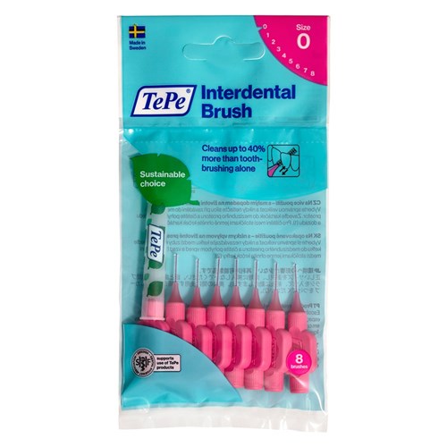 TePe Interdental Brush Pink 0.4mm Size 0 pkt 8