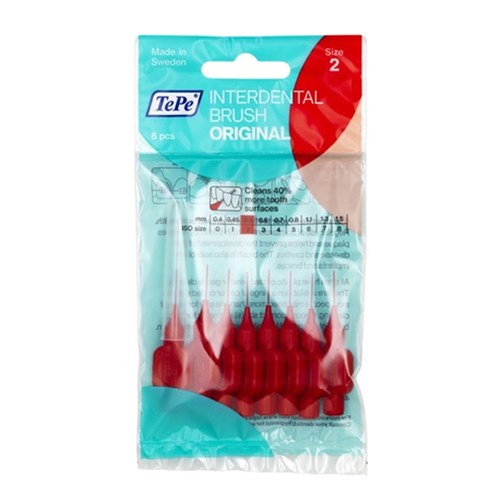 TePe Interdental Brush Red 0.5mm Size 2 pkt 8